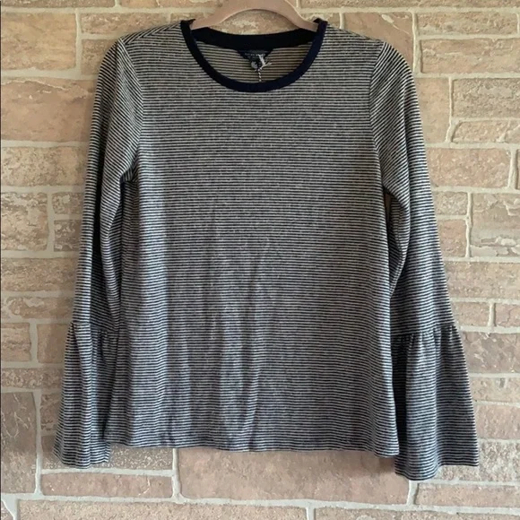 Lucky Brand Striped Bell Sleeve Top - Picture 2 of 7